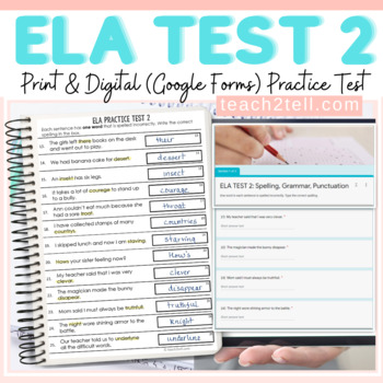 Preview of ELA Test Prep Language Arts Review 2 Print And Digital