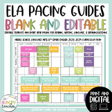 ELA Pacing Guide Curriculum Map Editable and Digital Middle School | 6th 7th 8th