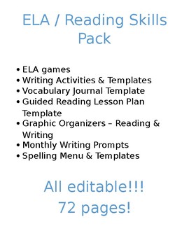 Preview of ELA Pack - Reading, Writing, Games, & More!