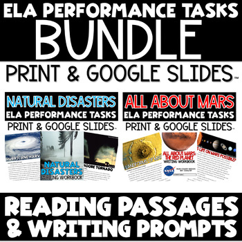 Preview of ELA Performance Tasks Writing Prompts - Test Prep BUNDLE - Google Slides™