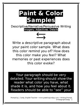 Preview of ELA-Persuasive & Argumentative, 5-Paragraph Essay Writing, Paint Color Prompts