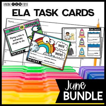 Preview of ELA Phonics Grammar Task Cards Centers Morning Work Literacy Games BUNDLE JUNE