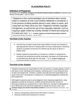 ELA Plagiarism Policy with How to Cite Reference Sheet by Teaching with ...