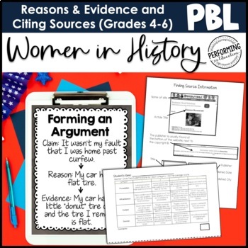 Preview of ELA Project Based Learning: Women in History - Supporting opinions using reasons