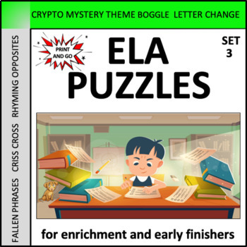 Preview of ELA Puzzles: Set 3 - language arts enrichment for early finishers