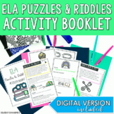 ELA Puzzles and Riddles Activity Booklet Digital and Print