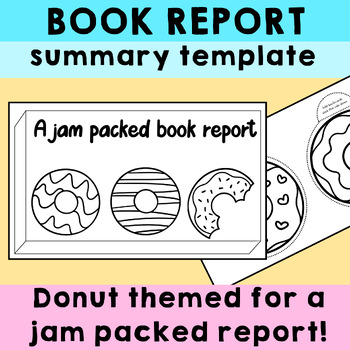 Preview of ELA READING NO PREP | Donut Fiction Book Report Review & Project Craft Template