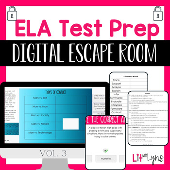 Preview of Reading Comprehension Test Prep & Review Digital Escape Room