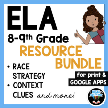 Preview of ELA Reading Comprehension & RACE Strategy Writing Prompts Bundle 8th 9th Grade