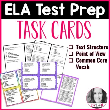 Preview of ELA Reading Comprehension Test Prep - Review Task Cards