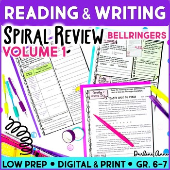 Preview of ELA Reading Comprehension & Writing Skill of the Day Spiral Review Set 1
