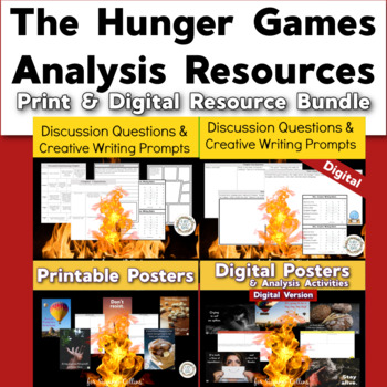 Preview of ELA Resources for The Hunger Games I Print & Digital I Writing & Analysis