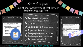 Preview of ELA Review (3rd - 4th grade)  Grammar, Punctuation, Editing and More!