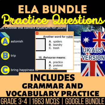 Preview of ELA Review Bundle: Nouns, Verbs, Adjectives, Homophones, Synonyms UK/AUS English