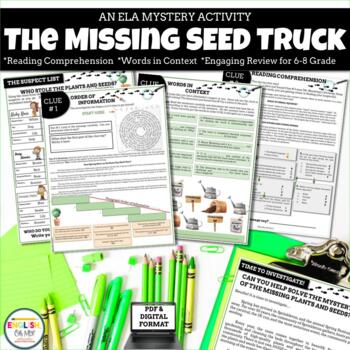 Preview of ELA Review Mystery-Who Stole the Plant Truck?, Spring