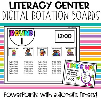 Preview of Literacy Center Rotation Board with Automatic Timers