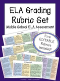ELA Rubric BUNDLE | Six EDITABLE Rubrics for Middle School ELA