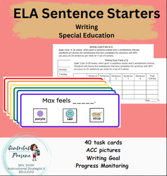 Preview of ELA Sentence Starters with AAC (Special Education)