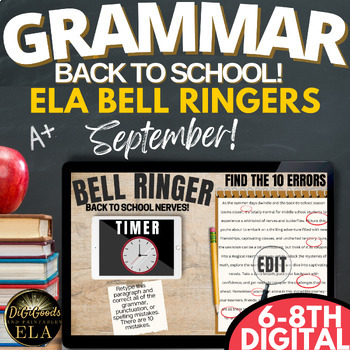 Preview of ELA September Morning Work Do Now Bell Ringers Grammar BACK TO SCHOOL