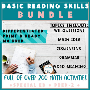 Preview of ELA | Sequencing, WH Questions, Main Idea | Basic Reading Skills Bundle | ESY