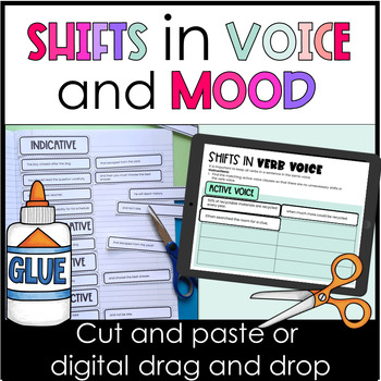Preview of Shift in Verb Voice and Mood Cut and Paste Digital 7th, 8th, 9th, 10th Grammar