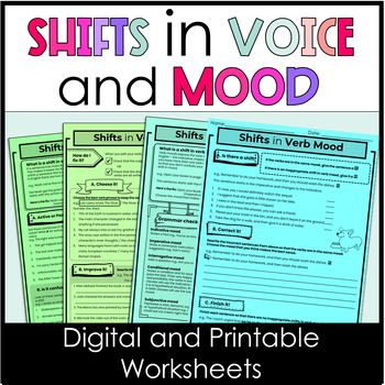 Preview of Shift in Verb Voice and Mood Digital Resource 7th, 8th, 9th Grade Grammar