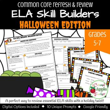 Preview of ELA Skill Building: Halloween Edition {Bell Work/Bell Ringers}