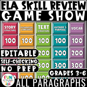 Preview of ELA Skill Review Game Show | Reading Review Game | Fun Test Prep