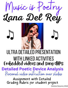 Preview of ELA Song Analysis: Lana Del Rey Detailed Poetic Presentation & much more