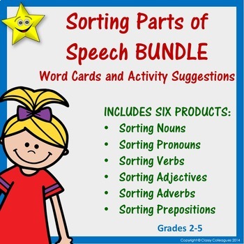 Preview of Parts of Speech Word Cards and Activities BUNDLE