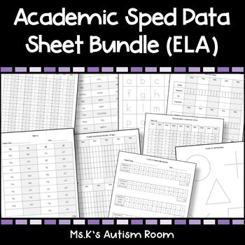 Preview of Reading/Writing Special Education Data Sheets (Letters, Phonics, Tracing, etc.)