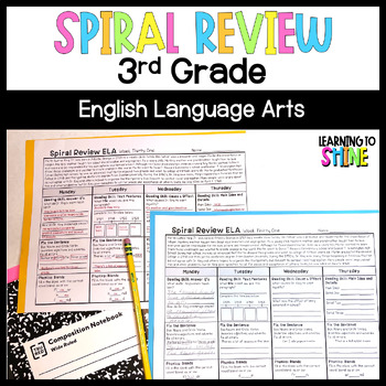 Preview of ELA Spiral Review 3rd Grade | Year Long 36 Weeks | Morning Work