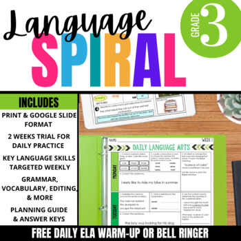Preview of ELA Spiral Review: Free Grammar & Language Arts Morning Work for 3rd Grade 