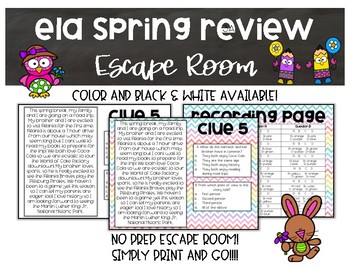 Preview of ELA Spring Review/Test Prep Digital or Print Escape Room