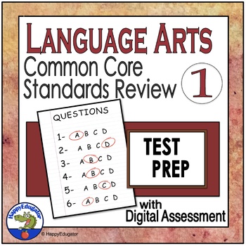 Preview of ELA Standardized Test Prep Interactive PowerPoint with Easel Assessment 1