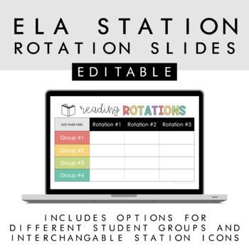 Preview of ELA/Reading Station Rotation Slides +Timers + Back to School + Distance Learning