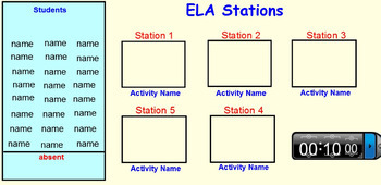Preview of ELA Centers (any subject) Smart Board Document for rotating students easily!