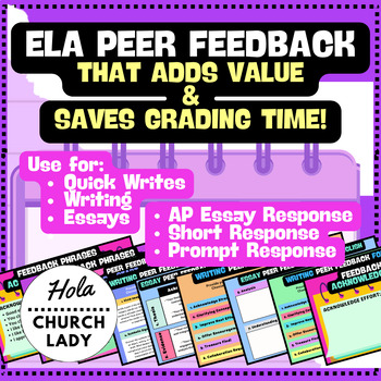 Preview of ELA Structured Peer Feedback Peer Review - Writing Response & Essays (29 slides)