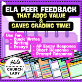 ELA Structured Peer Feedback Peer Review - Writing Respons