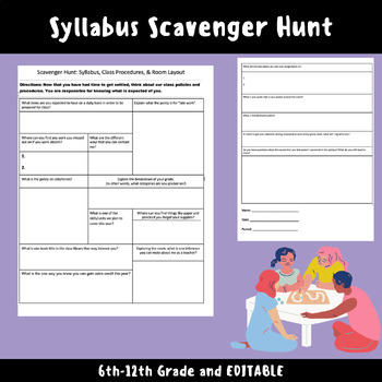 Preview of Syllabus Scavenger Hunt (First Week Activity!)