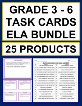 Preview of ELA TASK CARDS BUNDLE: Grades 3, 4, 5, 6