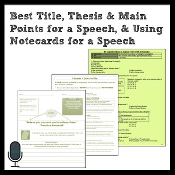 Preview of ELA: Thesis & Main Points for Speech, Best Title, Speech Notecards