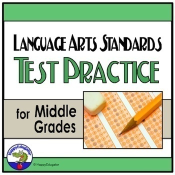 Preview of ELA TEST PREP Language Arts Standards Practice Test for Middle Grades