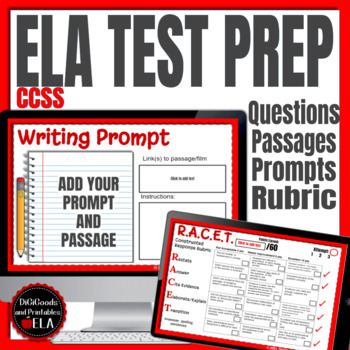 Preview of ELA TEST PREP | RACE Strategy and Writing Prompts Google Classroom