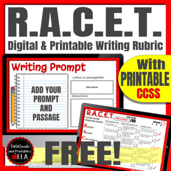 Preview of ELA TEST PREP | RACE Writing Strategy Rubric FREE