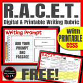 ELA TEST PREP | RACE Writing Strategy Rubric FREE