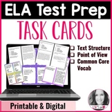 ELA TEST PREP READING COMPREHENSION TASK CARDS - DIGITAL &