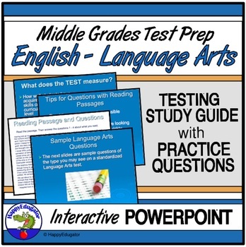 Preview of ELA TEST PREP Reading Language Arts Middle Grades PowerPoint and Task Cards