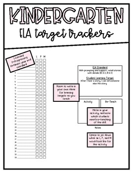 Preview of ELA Target Trackers-Kindergarten
