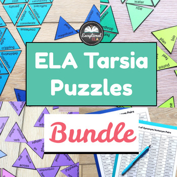 Preview of ELA Tarsia Puzzles Bundle - Vocabulary Terms review - Secondary ELA - Fun Games